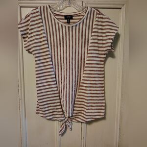 Jones New York Signature Striped Tie Front Top T-Shirt Size Small